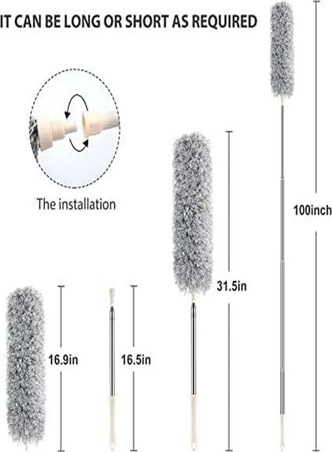 LSARI Cleaning Brush Feather Microfiber Duster with Extendable Rod Dust Cleaner Fit Ceiling Fan Car Home Office Cleaning Tools (Multicolour) - Image 4